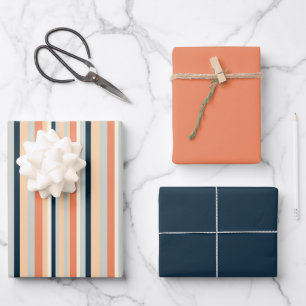 Colourful Vertical Stripe Patterned Wrapping Paper Sheet