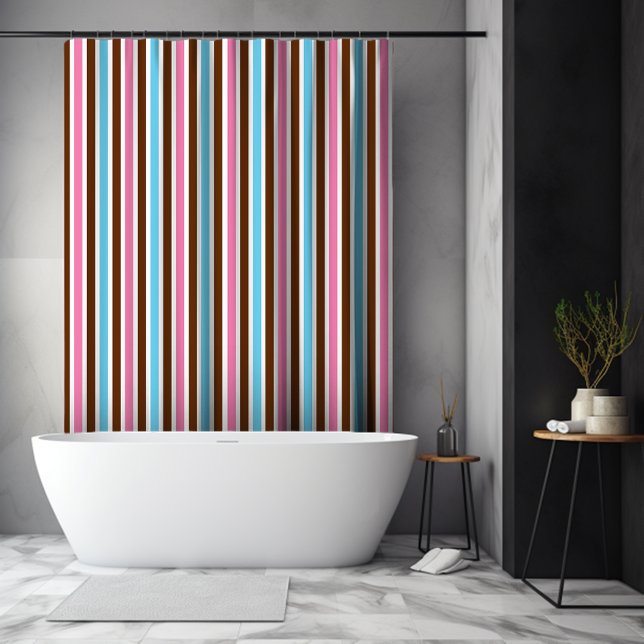 Colourful Vertical Stripe  Shower Curtain (Colorful Vertical Stripe Shower Curtain)