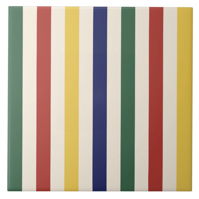 Colourful Vertical Stripes Ceramic Tile (Front)