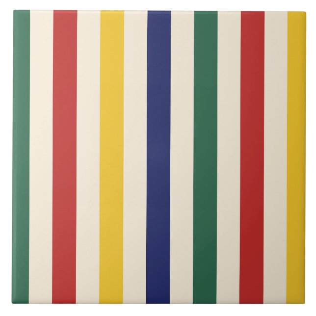 Colourful Vertical Stripes Ceramic Tile (Front)