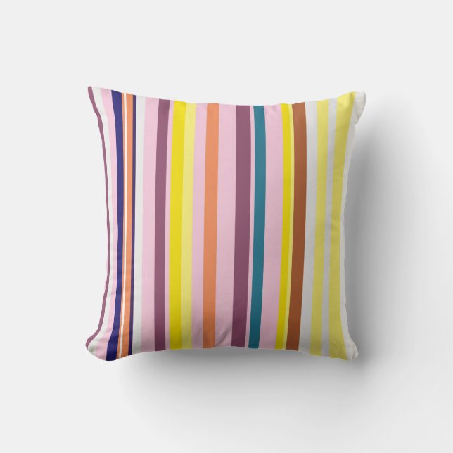 Colourful Vertical Stripes  Cushion (Front)