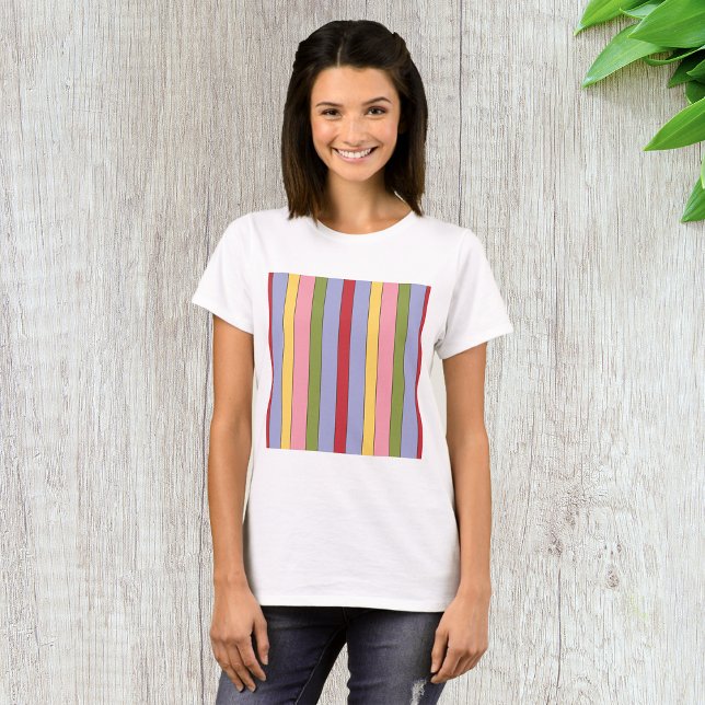 Colourful Vertical Stripes Pattern T-Shirt (Creator Uploaded)