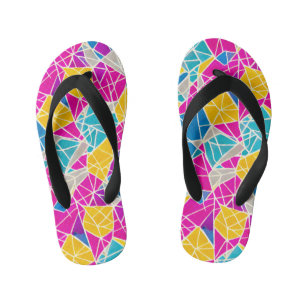 Colourful Vibrant Abstract Geometric Shapes Lines Kid's Thongs