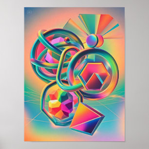 Colourful Vibrant and whimsical abstract artwork  Poster