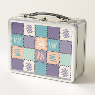 Colourful Vibrant Chequered Pattern Metal Lunch Box