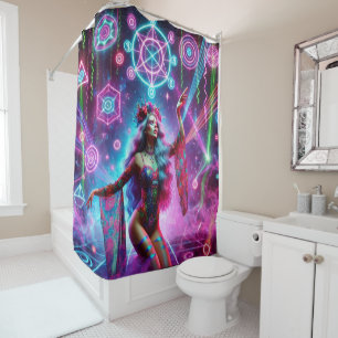 Colourful Vibrant Cosmic Dancing Goddess  Shower Curtain