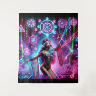 Colourful Vibrant Cosmic Dancing Goddess  Tapestry