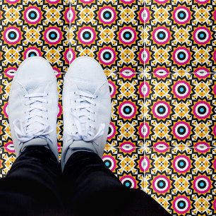 Colourful Vibrant Ethnic Mosaic Geometric  Ceramic Tile