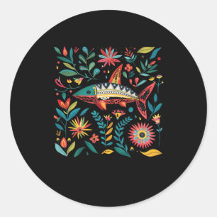 Colourful Vibrant Fish Surrounded Classic Round Sticker