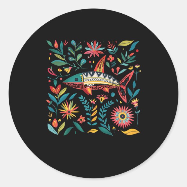Colourful Vibrant Fish Surrounded  Classic Round Sticker (Front)