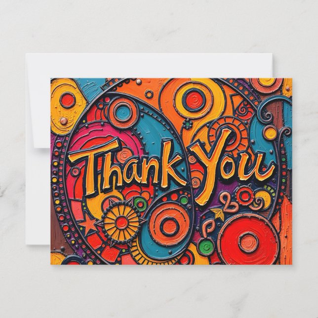 Colourful Vibrant Flat Thank you Card (Front)