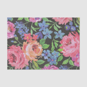 Colourful vibrant Floral collage of Flowers Peony Tissue Paper