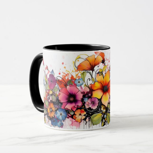 Colourful Vibrant Flower Botanical Garden Nature  Mug (Front Left)