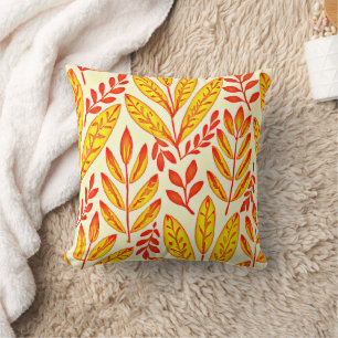 Colourful Vibrant Foliage Mosaic Leaves Pattern Cushion