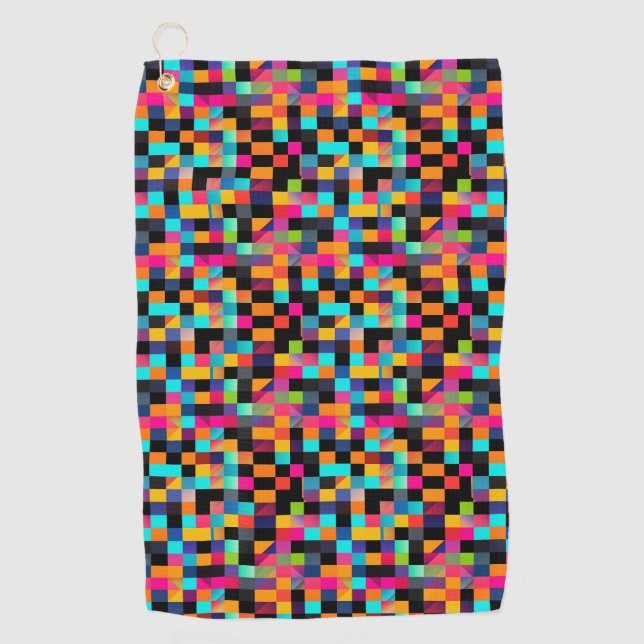 Colourful Vibrant Geometric Shapes Pattern Golf Towel (Front)