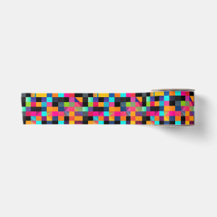 Colourful Vibrant Geometric Shapes Pattern Satin Ribbon