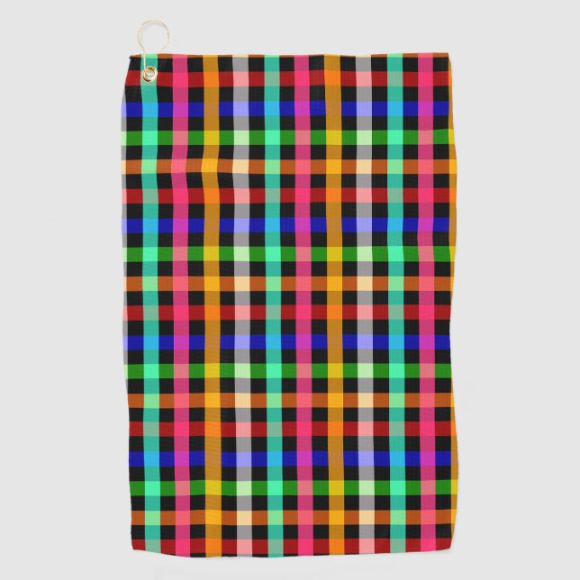 Colourful Vibrant Gingham Check Design  Golf Towel (Front)
