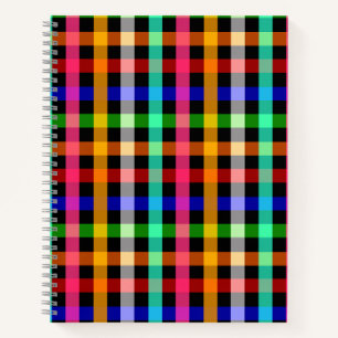 Colourful Vibrant Gingham Check Design Notebook