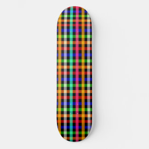 Colourful Vibrant Gingham Check Design Skateboard