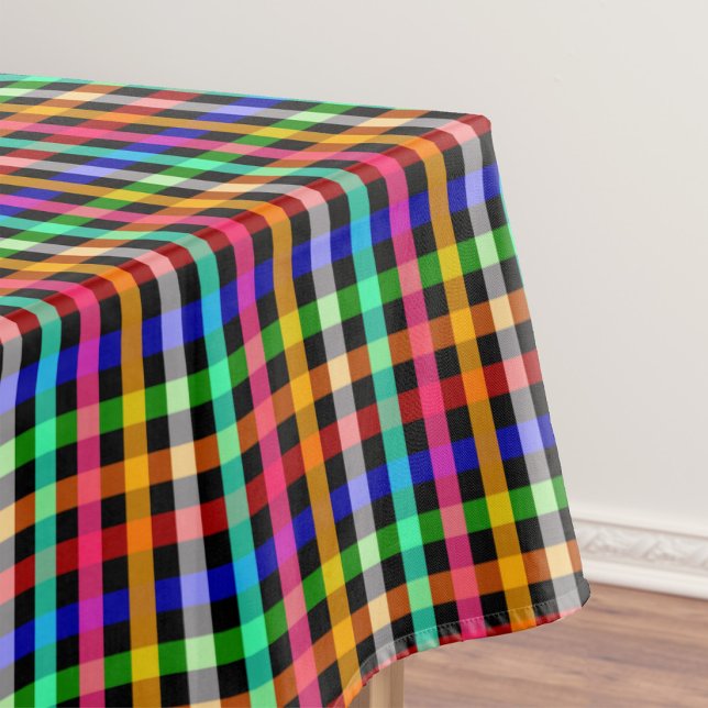 Colourful Vibrant Gingham Check Design  Tablecloth (Creator Uploaded)