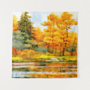 Colourful vibrant hand drawn watercolor sketch dra tapestry