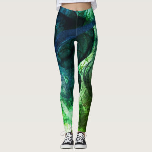 Colourful Vibrant Modern Green Abstract Leggings