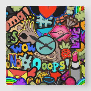 Colourful Vibrant Pop-Art Bedroom Fun Wall Clock