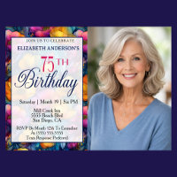 Colourful Vibrant Poppy Flower 75th Birthday Photo