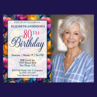 Colourful Vibrant Poppy Flower 80th Birthday Photo