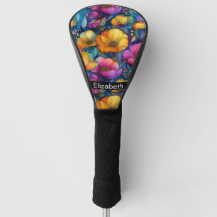 Colourful Vibrant Poppy Personalised Golf Head Cover
