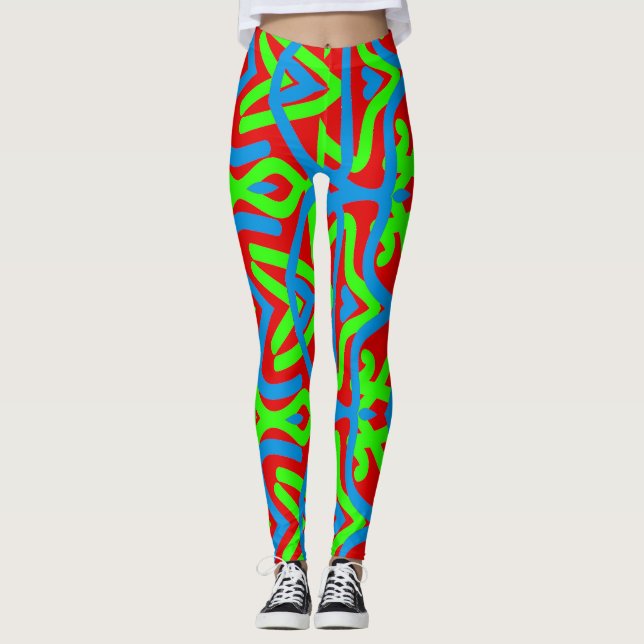 Colourful vibrant "Ratti_Creative_Arts" Leggings (Front)