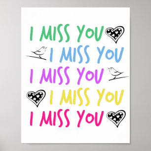 Colourful vibrant Repeated I miss you. Poster