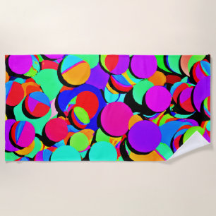 Colourful Vibrant Retro Revival Pattern Beach Towel