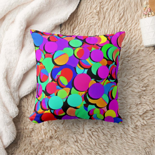 Colourful Vibrant Retro Revival Pattern Cushion (Blanket)