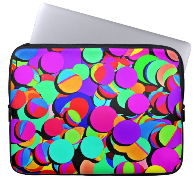 Colourful Vibrant Retro Revival Pattern Laptop Sleeve (Front)