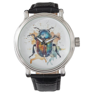 colourful vibrant scarab in watercolor watch