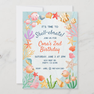 Colourful Vibrant Shell Ocean Birthday Invitation