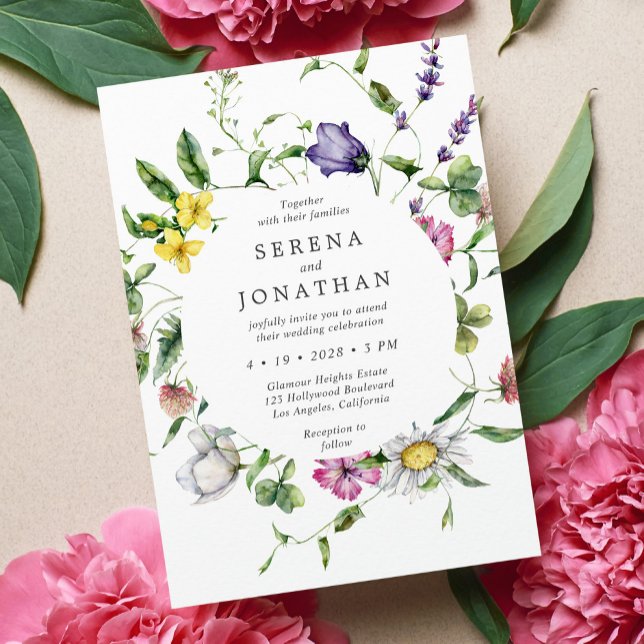 Colourful Vibrant Spring Floral Watercolor Wedding Invitation (Creator Uploaded)