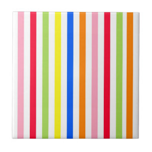 Colourful Vibrant Stripes Pattern Design Ceramic Tile