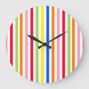 Colourful Vibrant Stripes Pattern Design Large Clock