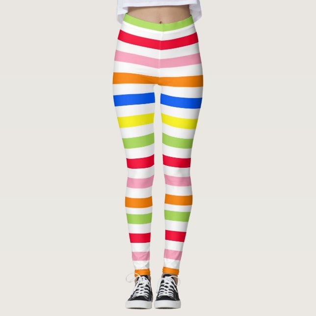 Colourful Vibrant Stripes Pattern Design  Leggings (Front)