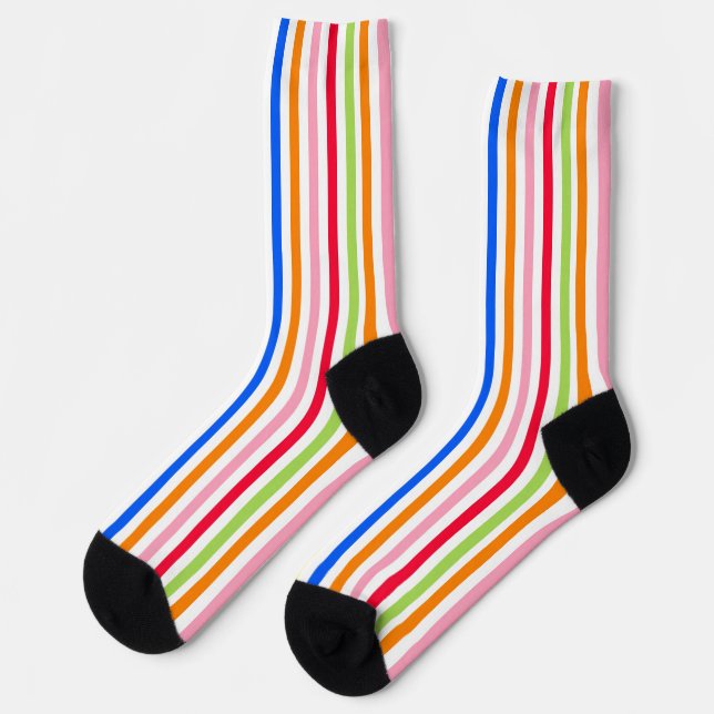 Colourful Vibrant Stripes Pattern Design  Socks (Left)