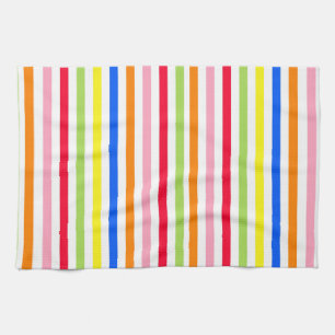 Colourful Vibrant Stripes Pattern Design Tea Towel