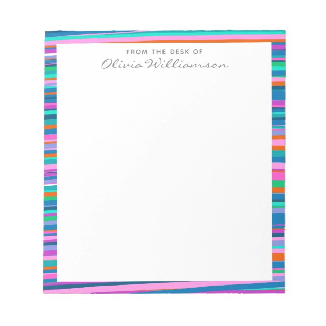 Colourful Vibrant Stripes Playful Bright Colour Na Notepad (Front)