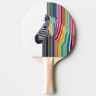 Colourful Vibrant Stripes Zebra Painting Ping Pong Paddle