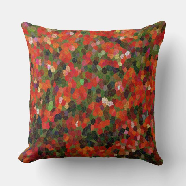 Colourful vibrant tiny red dots Abstract Cushion (Front)