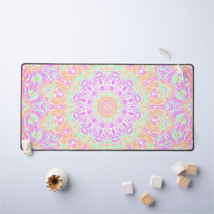 Colourful Vibrant Trippy Hippie Boho Mandala Desk Mat
