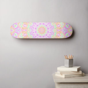 Colourful Vibrant Trippy Hippie Boho Mandala Skateboard