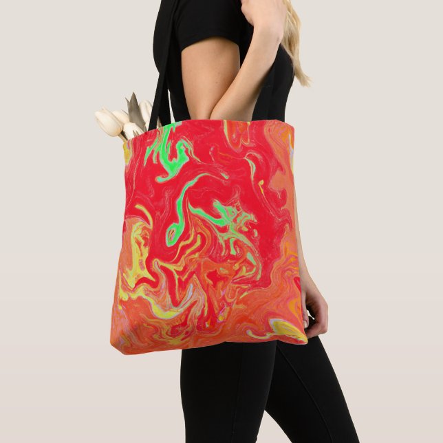 Colourful Vibrant Watercolor Pattern Tote Bag (Close Up)