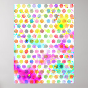 colourful vibrant watercolour splatters polka dots poster